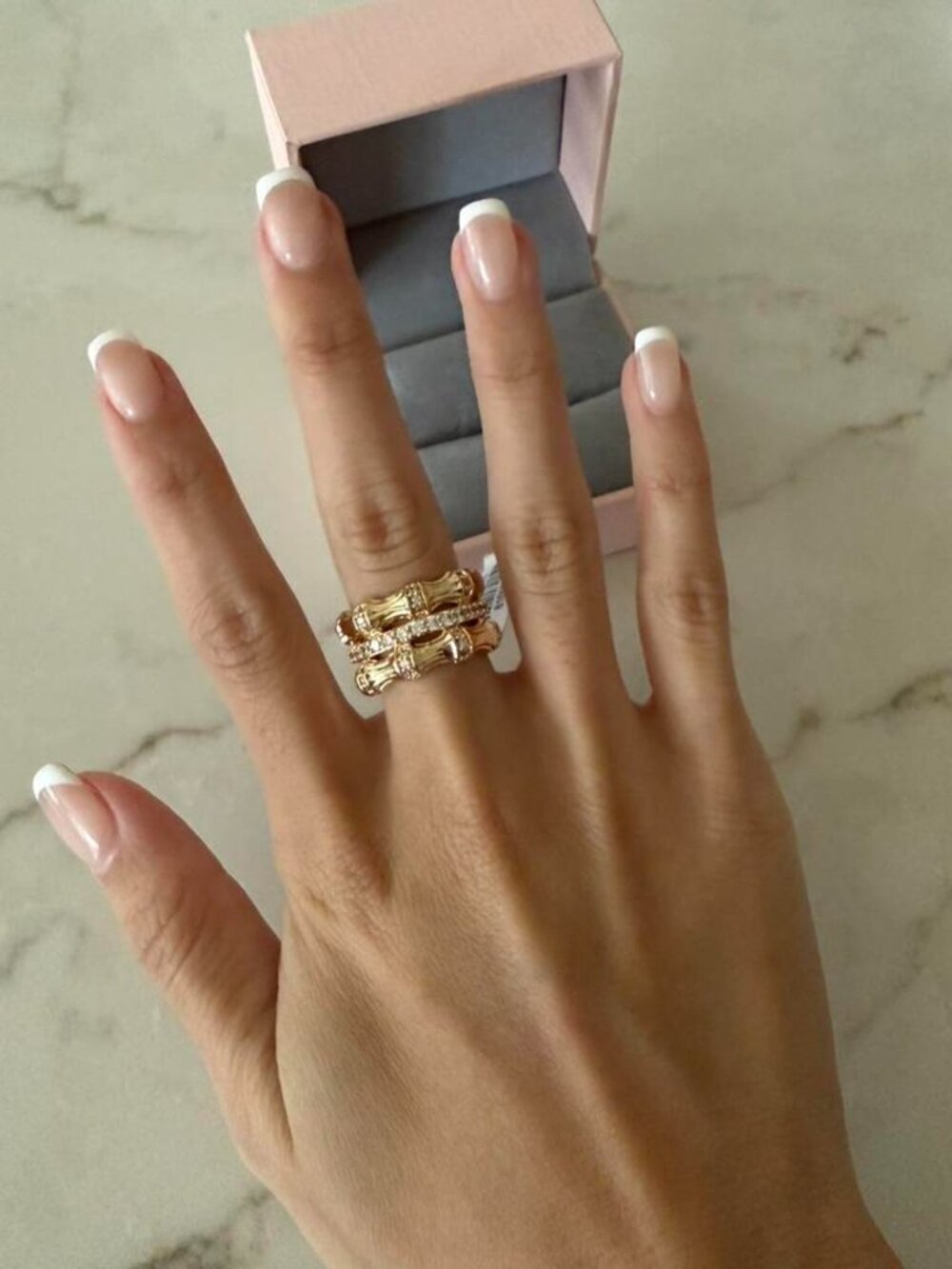 Anabel Aram Gold Bamboo Stack Ring size 5 - Picture 2 of 5